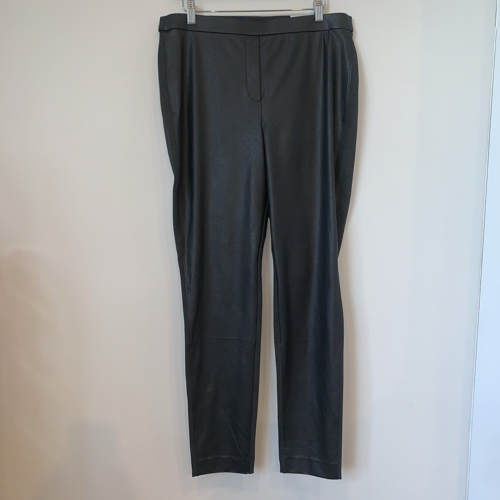 Chicos Womens Pull On Leggings Womens Large Tall Gray Ponte Faux Leather Capsule
